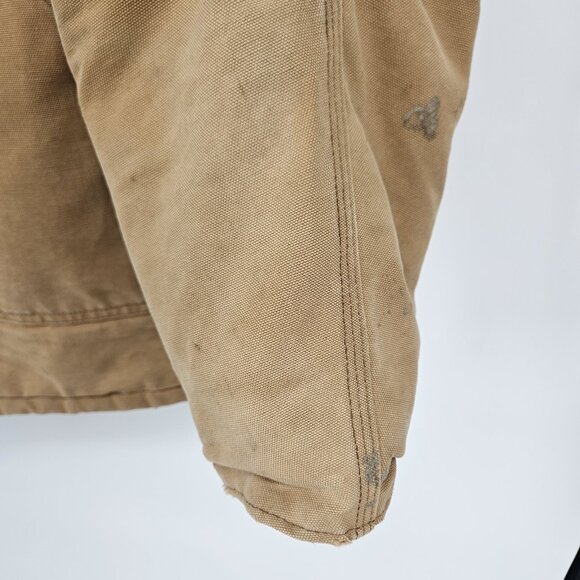 Carhartt Jacket Mens Large Brown Quilted Workwear Distressed Canvas Lined Zip - Picture 7 of 14